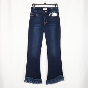 FRAME Le Crop Mini Boot jeans with shredded fringe
